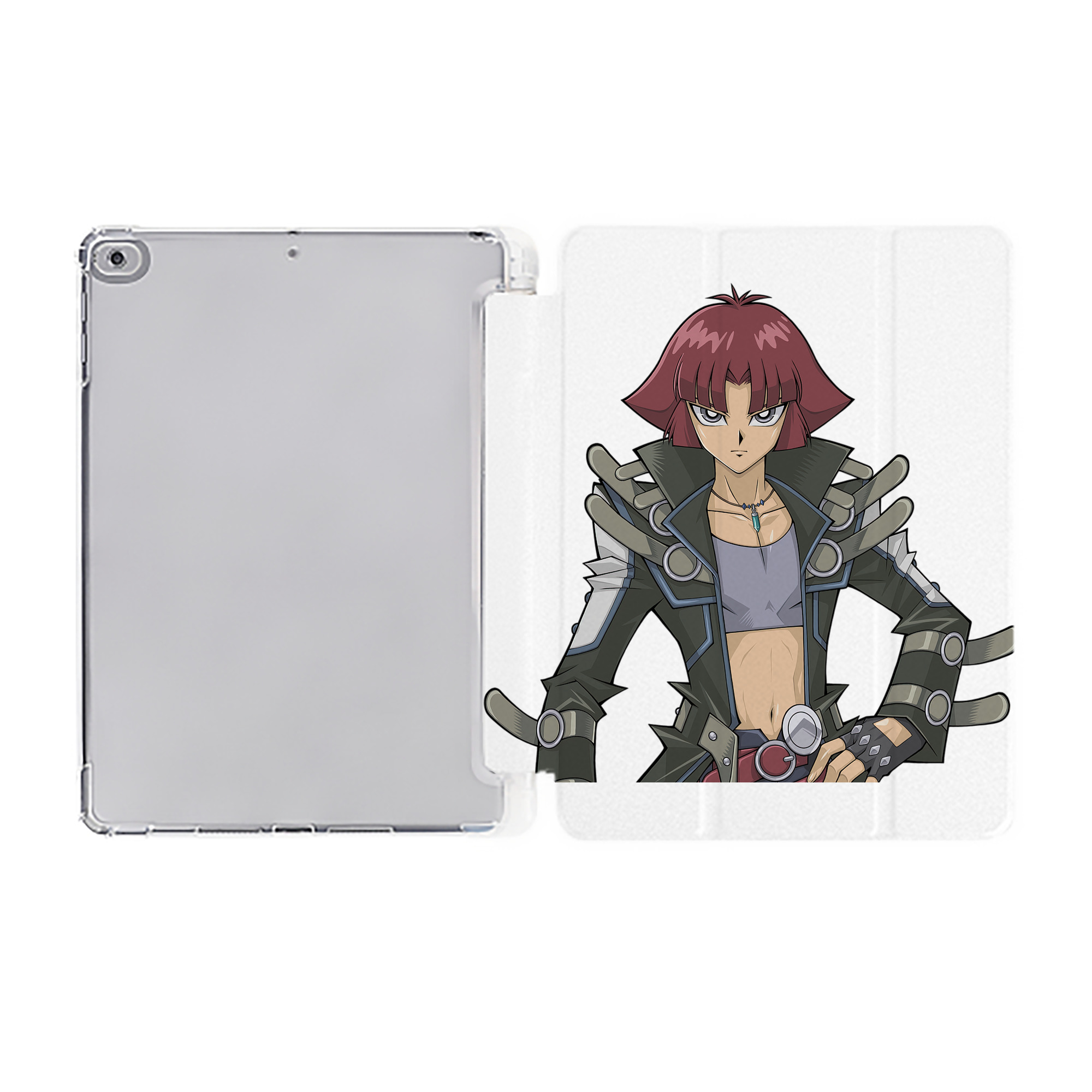 （画像用） 遊☆戯☆王 Yu-Gi-Oh! IPad ケース ペン収納付き 三つ折りスタンド PUレザー×シリコン 対応機種9.5/10.5/10.9インチ